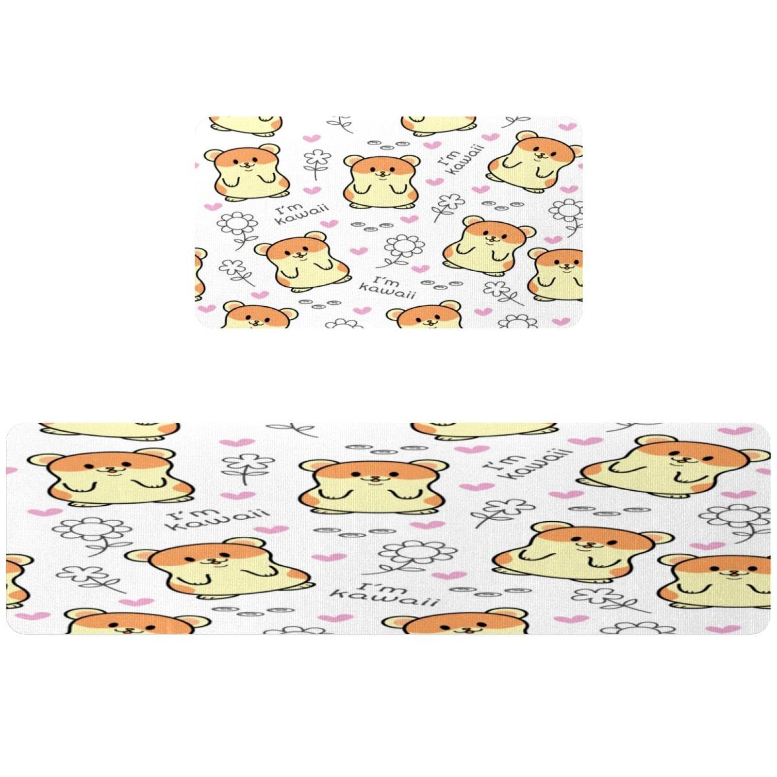 Tapete de cocina de hámster lavable alfombra absorbente antideslizante para pasillo de 2 piezas