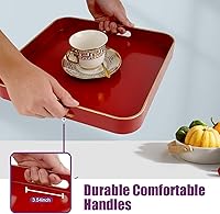 Vista 73 de Gifturbo Bandeja negra para servir, bandejas decorativas de mármol con asas, bandeja de mesa auxiliar, bandejas de plástico rectangulares otomanas