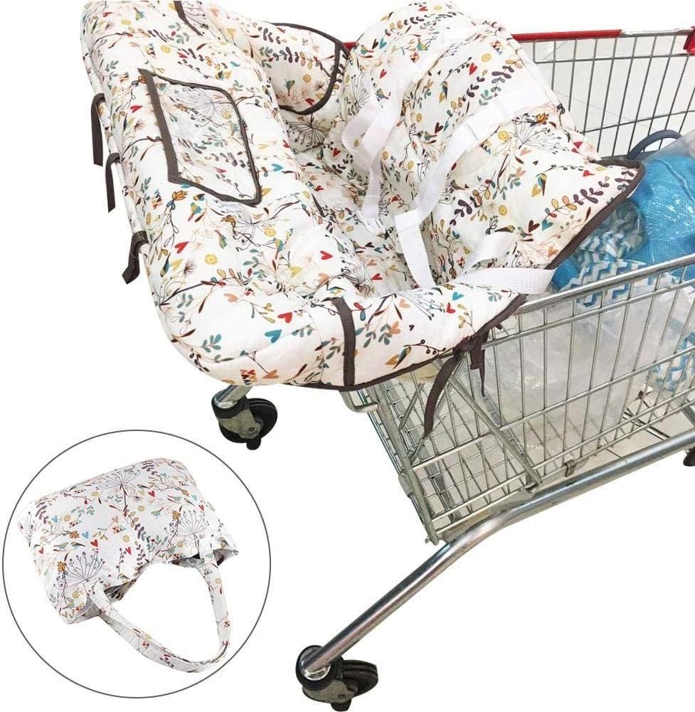 Shopping Trolley Protector with Strap | Baby Shopping Trolley Cover | Universal High Chair and Shopping Cart Cushion | Protective Cover Holding Strap for Optimal Safety for Toddlers (Multi-Coloured)