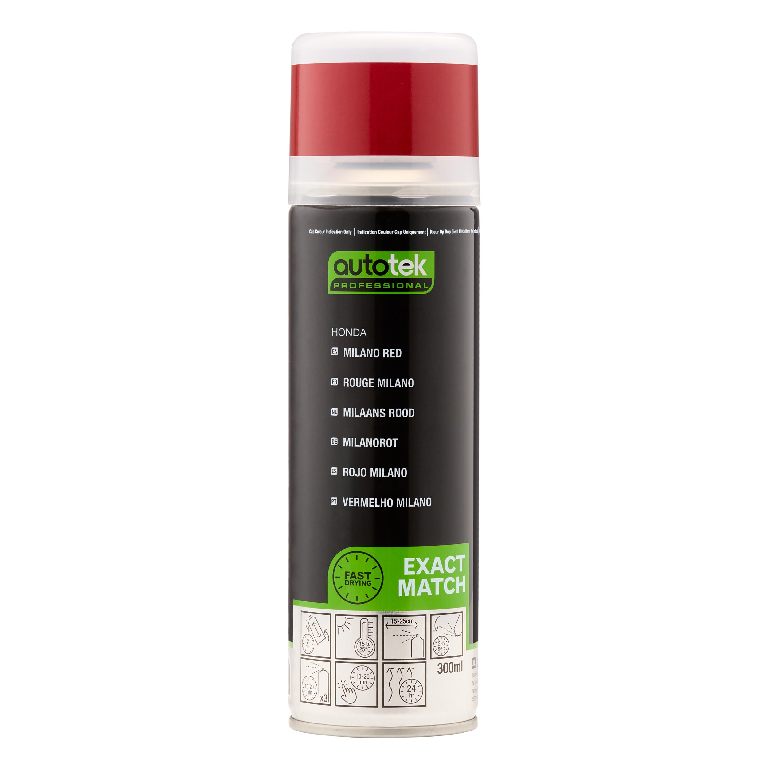 Autotek Exact Match Fast Drying Aerosol Spray Paint Honda Milano Red 300ml
