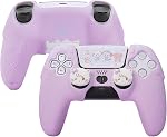 GeekShare Cute Cat Paw Protective Skin Set for ps5 Controller, Anti-Slip Silicone Cover Case Compatible with ps5 Wireless Controller Includes 2 Thumb Grip Caps and 1 Sticker - Pink cat