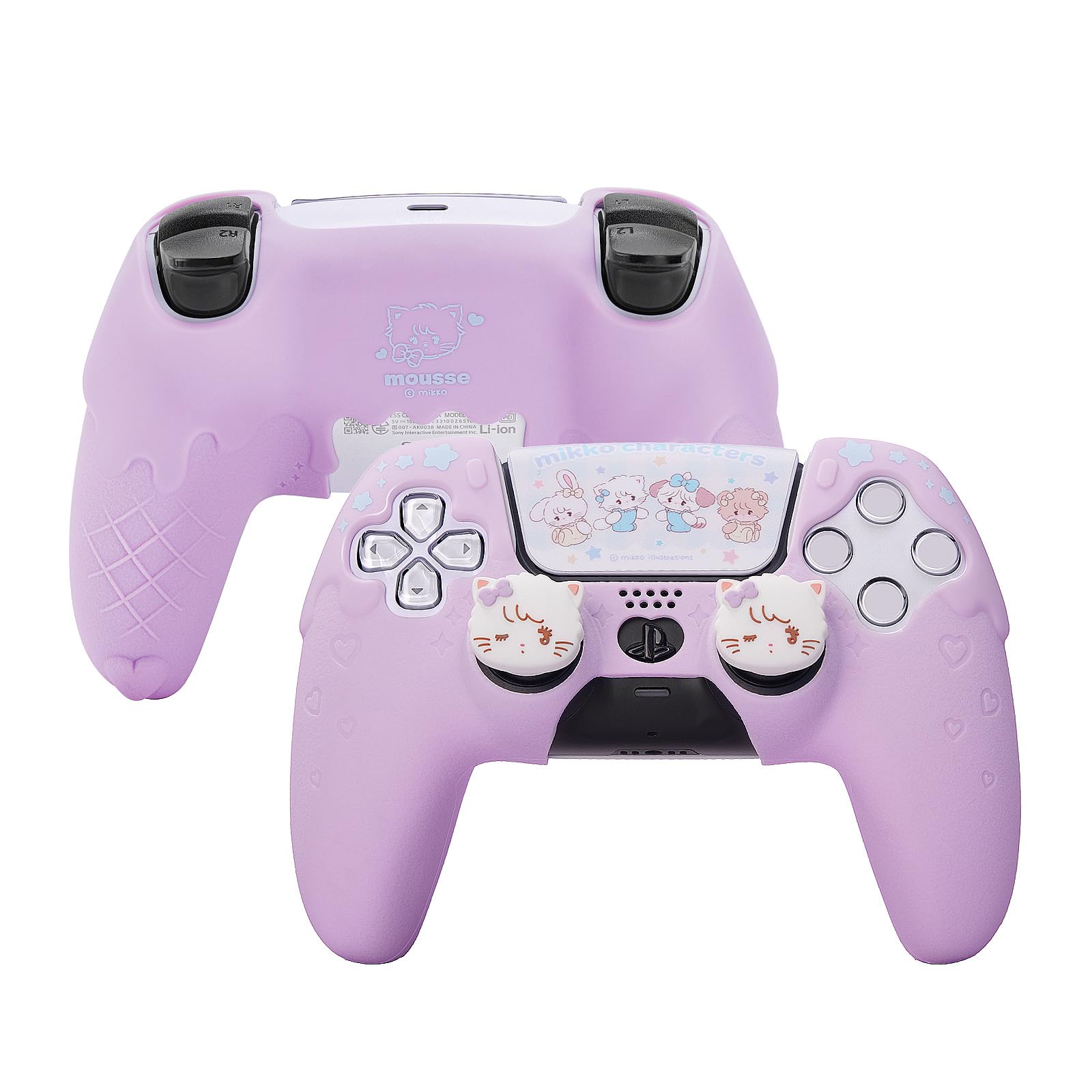 GeekShare Compatible with ps5 Controller Skin Set, Silicone Protective Shell for Gaming Consoles Wireless Controller, Sweet Ice Cream Purple Cover