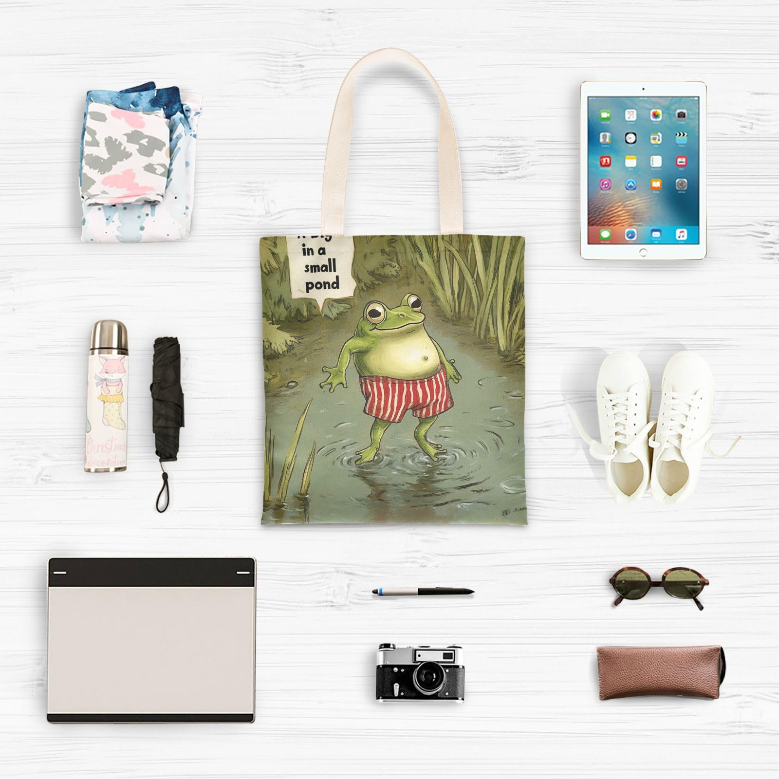 A Big Frog in A Small Pond - Bolsas de mano para pintura al óleo, bonitos regalos a granel