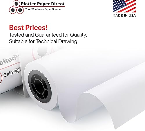 Miniatura 3 de Plotter Paper Direct (24 libras, recubierto, 2 rollos, núcleo de 2 pulgadas, 30 pulgadas x 150 pies) para impresión CAD en impresoras de chorro de