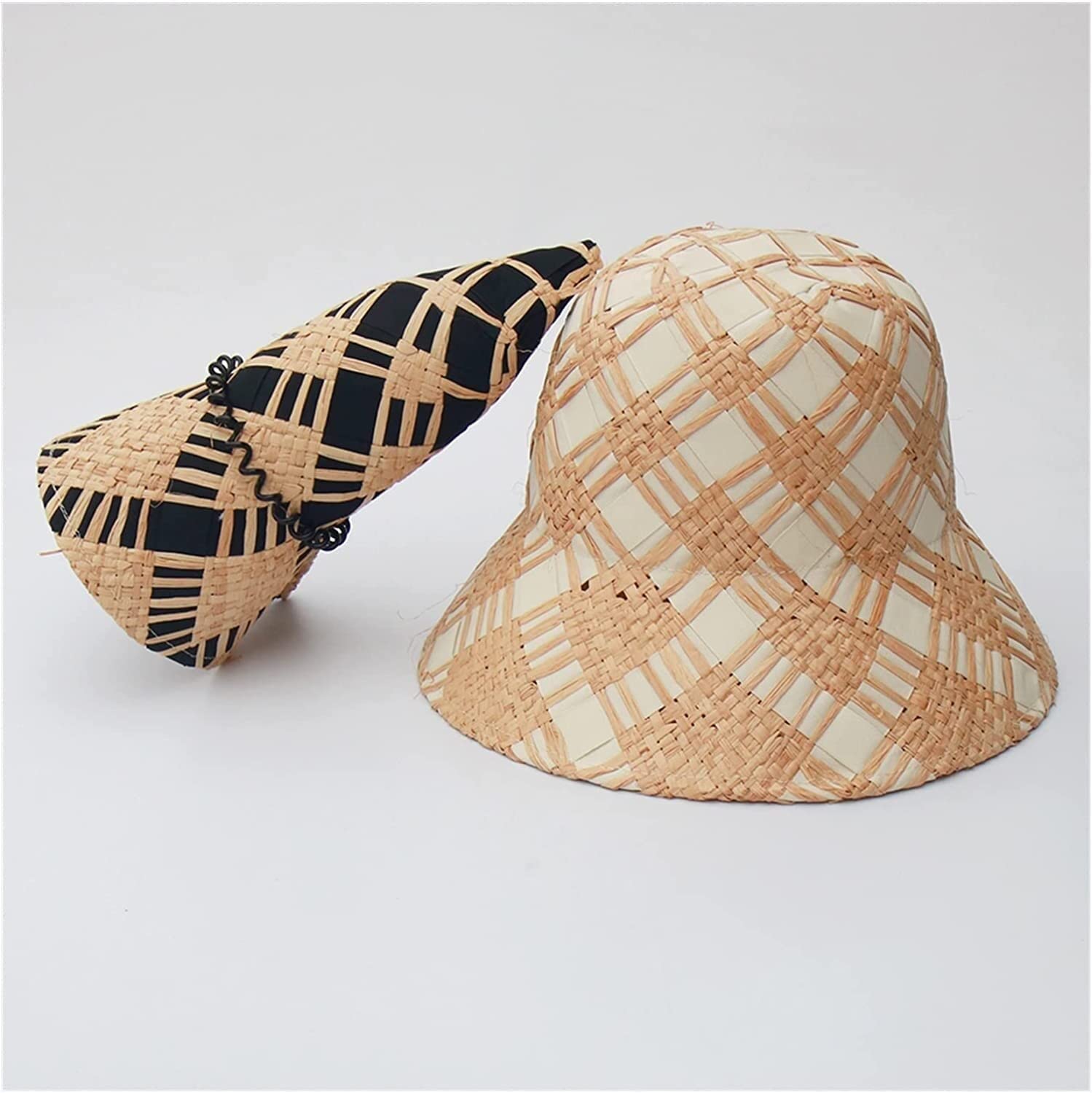 Casquette Visiere Femme, Summer Chapeau De Seau Tissé Dames Pliable Soleil UV Plage Pliable, Chapeau de Plage