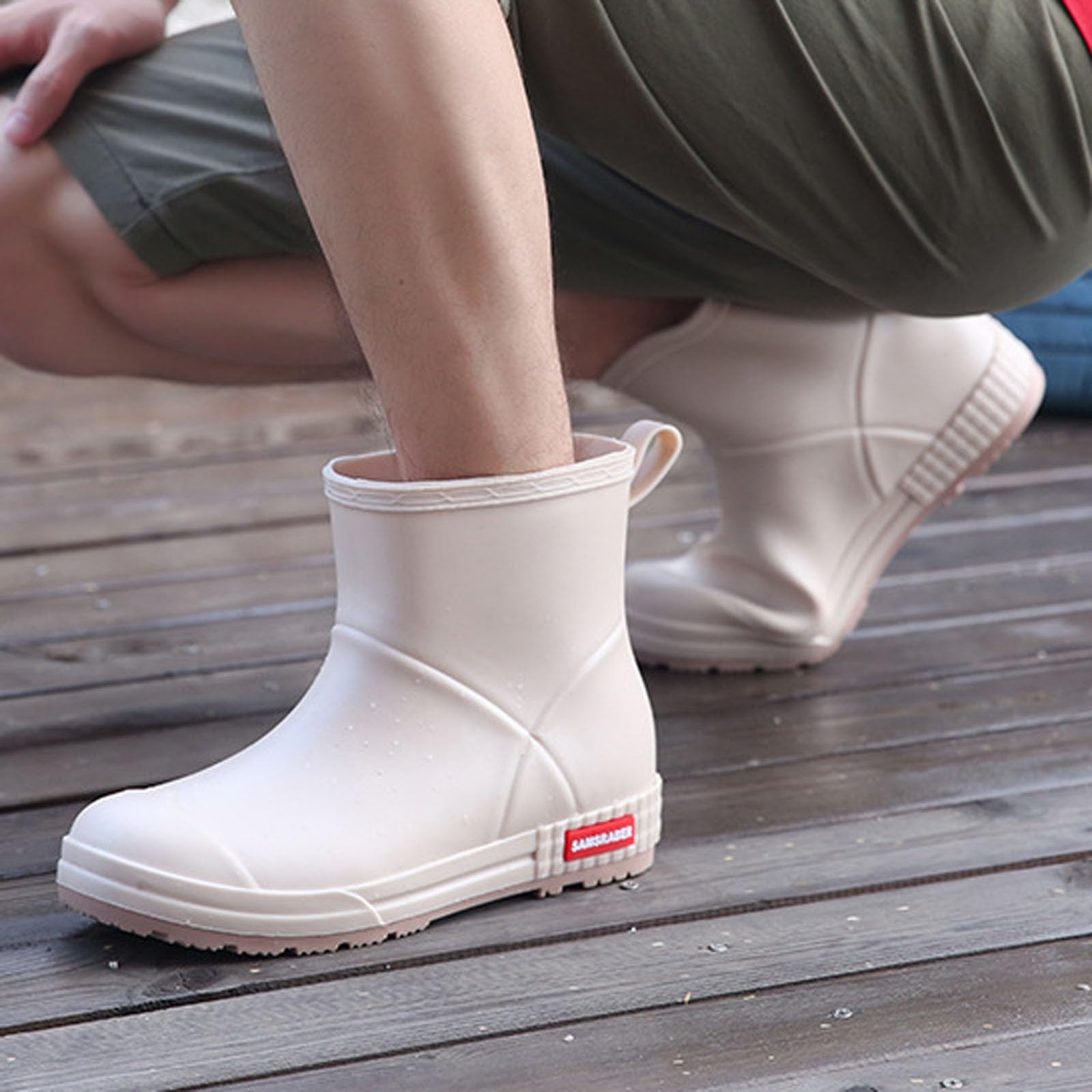 Stivali da Pioggia Donna Eleganti con Suola Spessa, Modello alla Caviglia Resistente, Calzature Impermeabili per Pesca, Autolavaggio e attività Outdoor #D