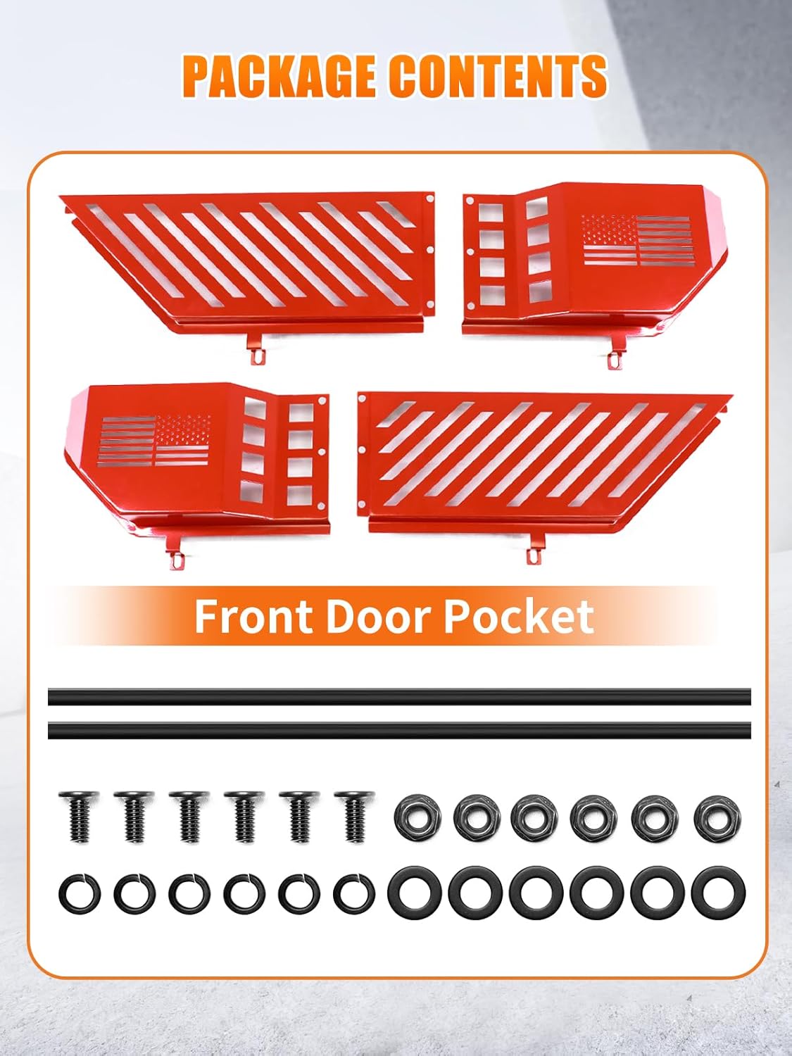 UNI-SHINE 2-Pack Metal Front Door Storage Red Box Fit for Jeep Wrangler JL JLU & 4xe 2018–2026, Fit for Gladiator JT 2020–2026, Door Pockets Organizer for Jeep Wrangler Sport Accessories