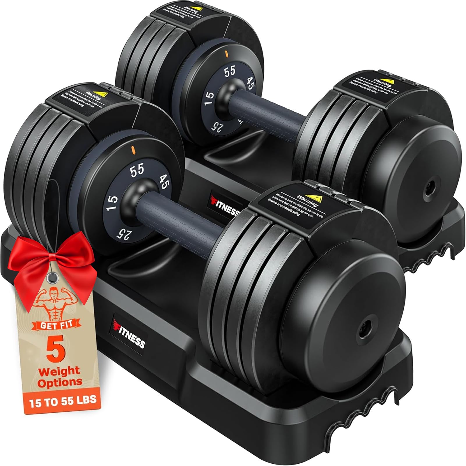 Adjustable Dumbbells Set of 2, 1 Hand Adjustable Weights Dumbbells Set, 5 in 1/10 in 1 Free Dumbbell with Anti-Slip Texture Handle, 25/55/80lb Pair Weight Set For Home Gym Suit both Men and Women