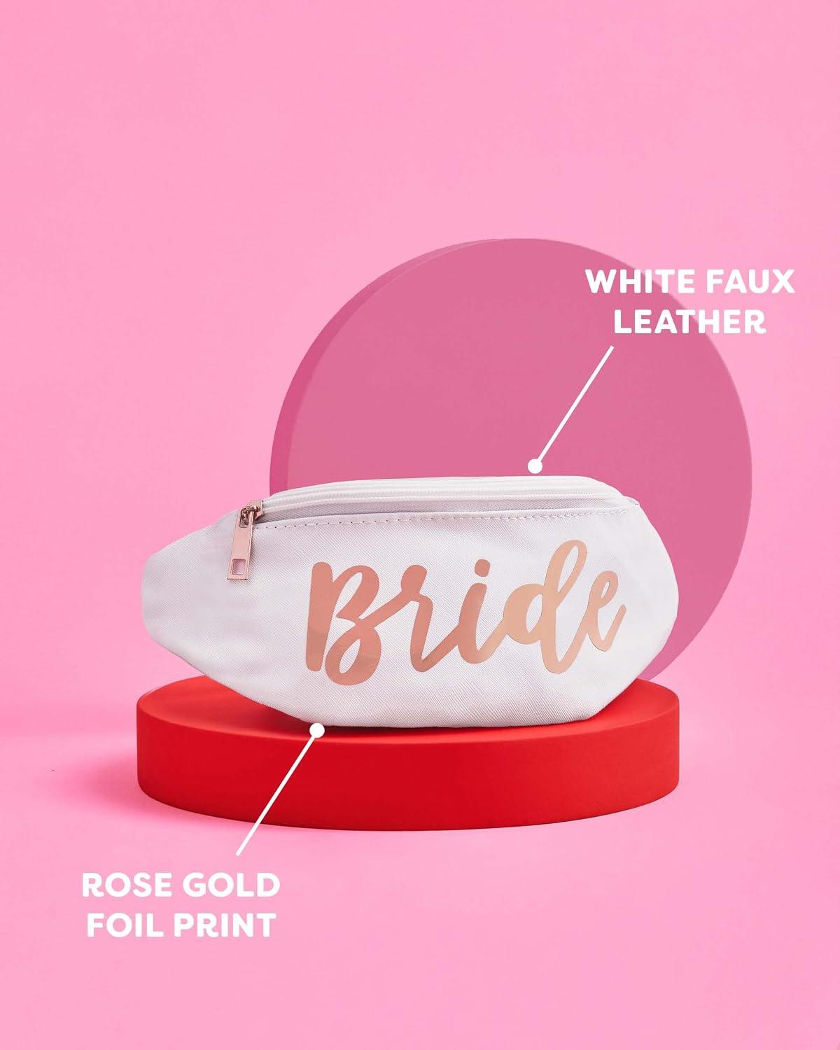 xo, Fetti Bachelorette Party Bride Fanny Pack - Single Bag | White + Rose Gold Bridal Shower Decorations, Bride To Be Gift, Bach Favor