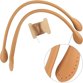 Leather Handbag Handles, Genuine Cowhide Purse Straps, 2 Pieces, Brown
