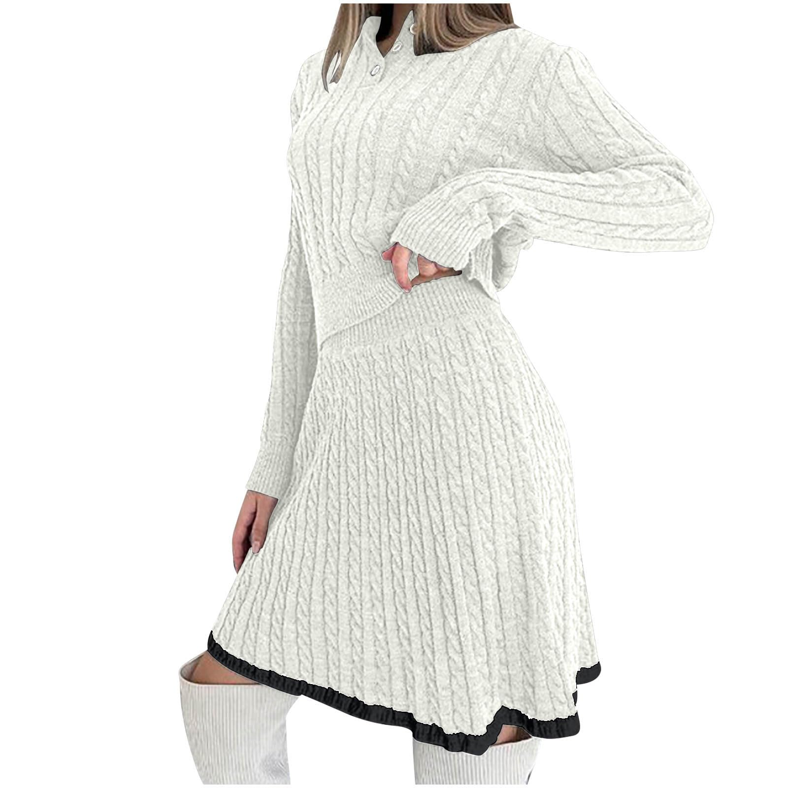 Womens Matching Skirt 2PC Sets for Women Sweater Mini Little Crochet 2 Piece Knit Basic Fall Winter 2PC
