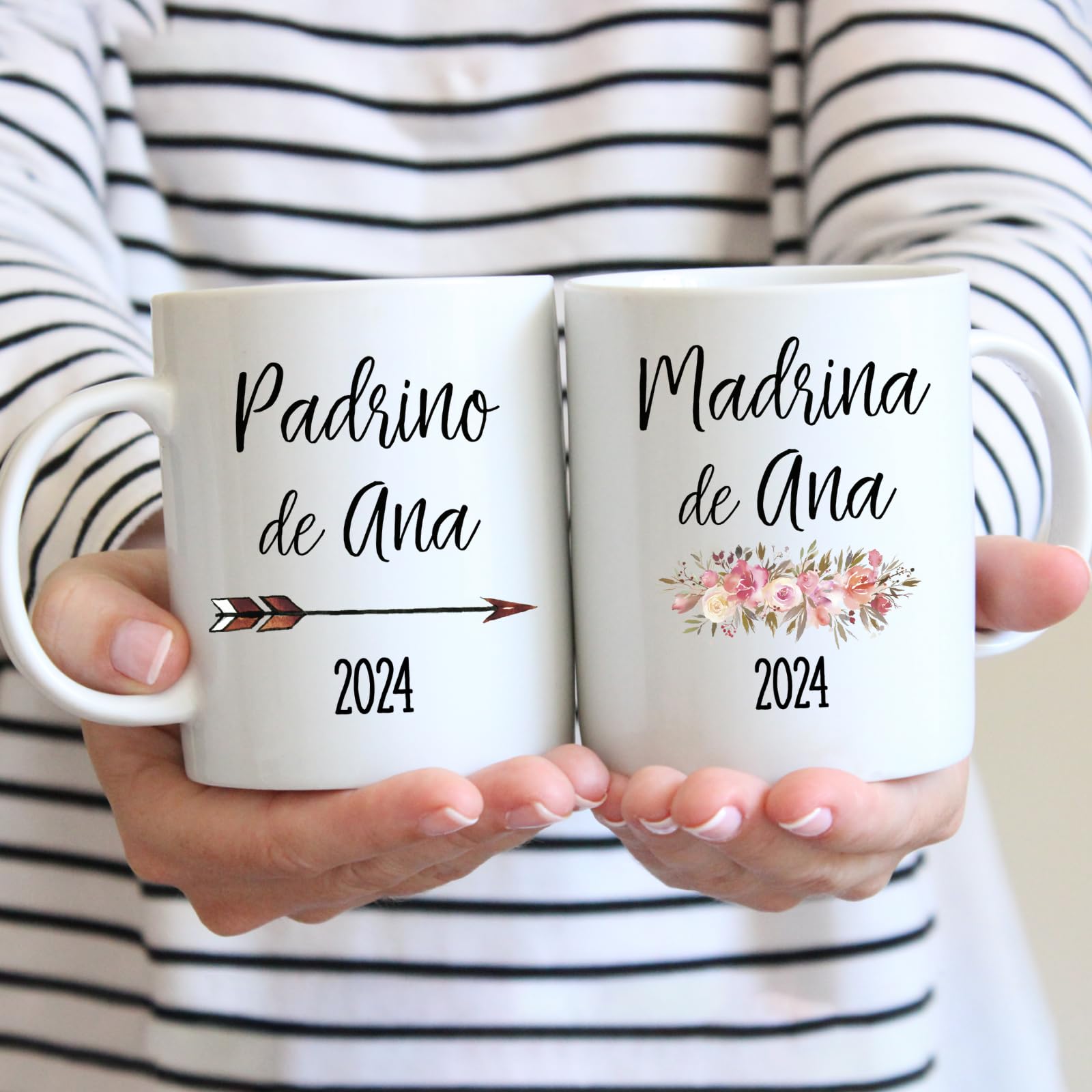 PACK de DOS Tazas Personalizadas Quieres ser mi Madrina? Quieres ser mi Padrino? Taza padrinos Personalizada con nombre y fecha, Regalo sorpresa madrina y padrino bautizo, detalles bautizo originales