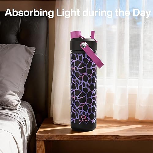 Miniatura 515 de ENCOOL Botella de agua aislada con popote, de acero inoxidable, a prueba de fugas, sin BPA, al vacío de doble pared que se mantiene fría durante 24