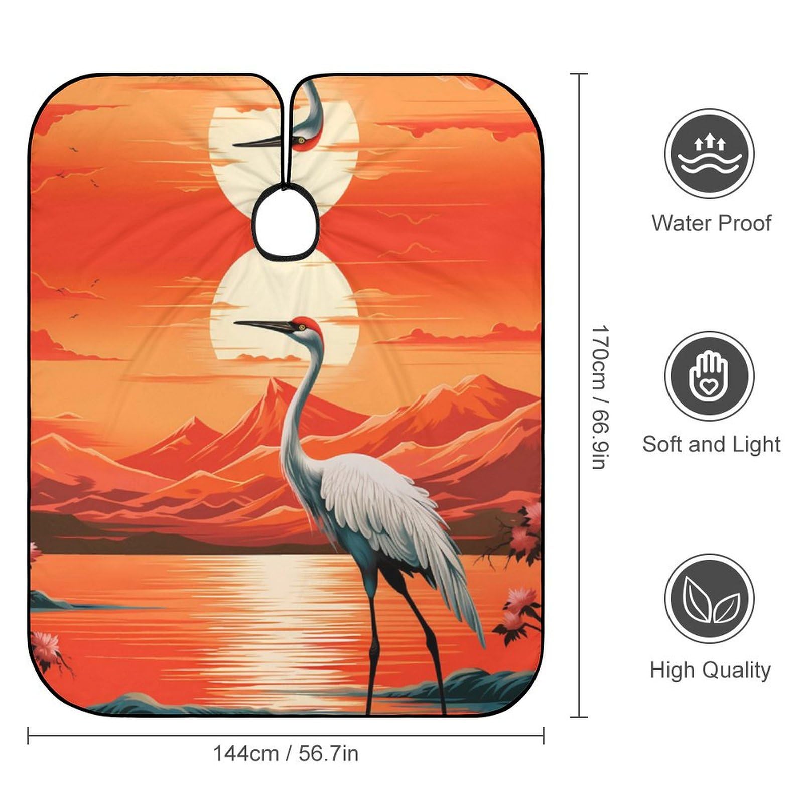 Japanese Crane Hair Cutting Cape for Men Women Waterproof Barber Cape Adjustable Salon Haircut Capes