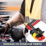 2 Pin Auto Impermeabile Connettore Kit 5 Pezzi Connettori Elettrici Elettrici Impermeabili 20Cm 18Awg Per Auto, Moto, Camion, Barca(Lewttyer) - 2