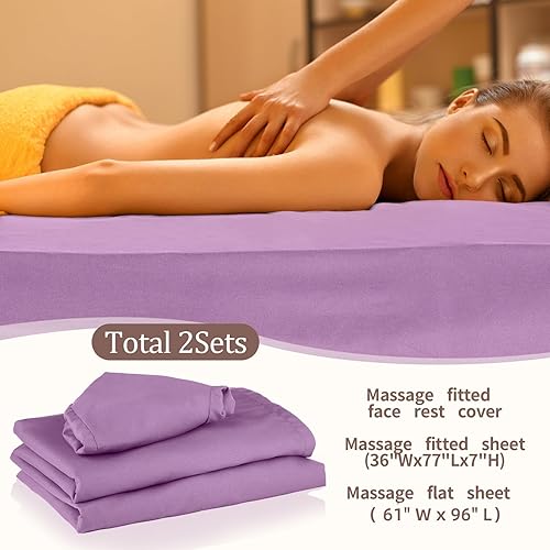 Miniatura 10 de Oudain Juego de 2 sábanas de microfibra suave para mesa de masaje, resistente al aceite y a las arrugas, juego de 3 piezas de suministros de terapia