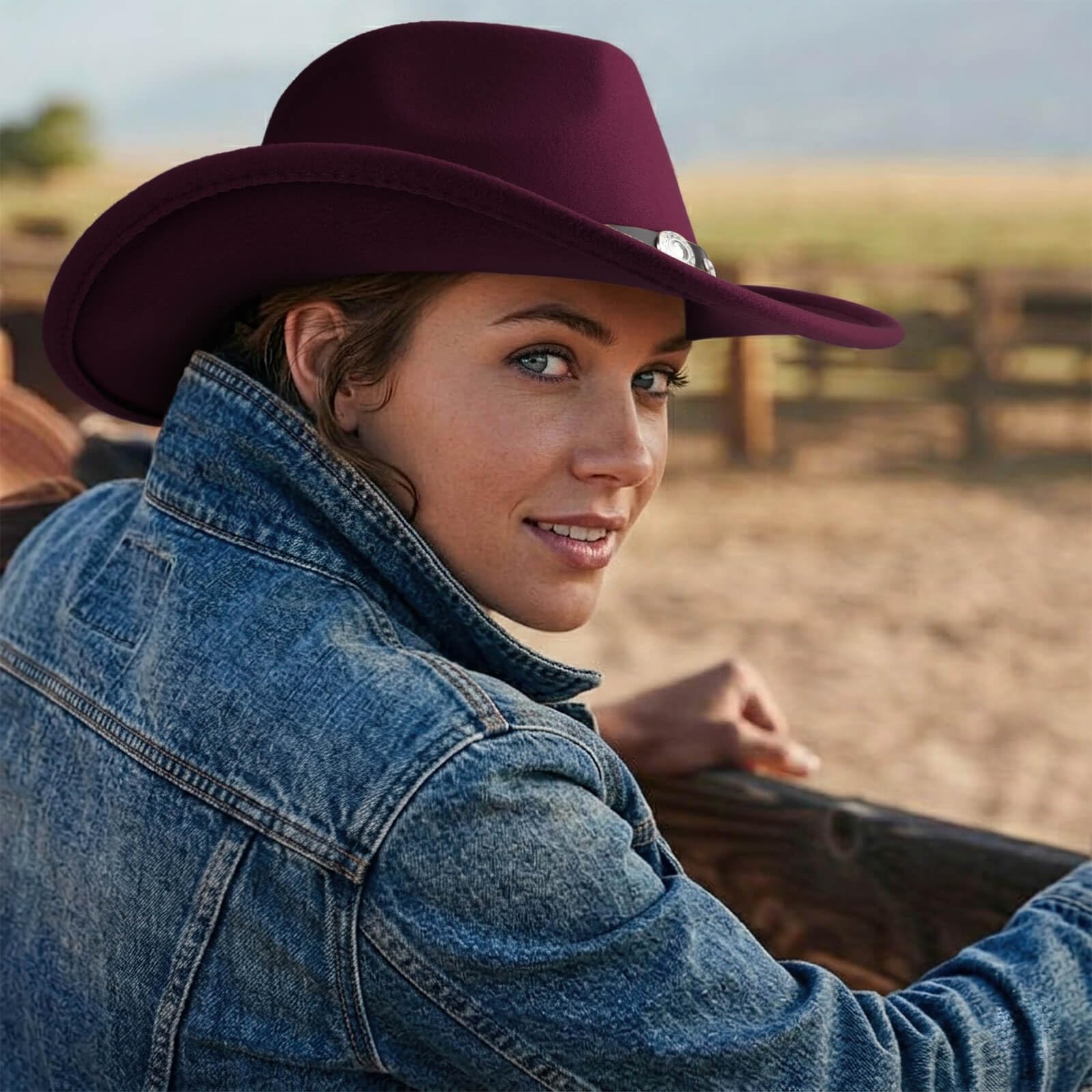 DRESHOW Chapeau Fedora à Large Bord pour Femme avec Boucle de Ceinture Rétro Panama Floppy Hat