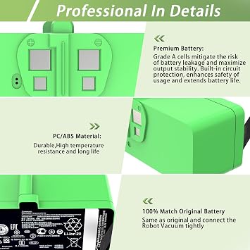 JOTACT Replacement Battery for iRobot Roomba 960 675 965 981 970 965 801 805 850 860 890 891 895 695 690 671 670 Compatible with Roomba 500 600 700 800 900 Series 1800Li 4376392 14.4V 1800mAh/26Wh