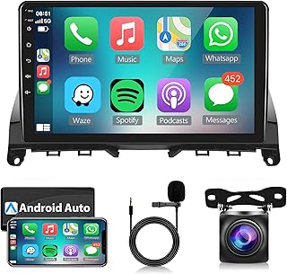 Android Wireless Apple Carplay Car Stereo for Mercedes Benz C-Class C-Class C180 C200 C230 C250 C300 C350 W204 S204 2006-2011, 9’’ Touch Screen Car Radio Bluetooth GPS WiFi FM RCA USB Backup Camera