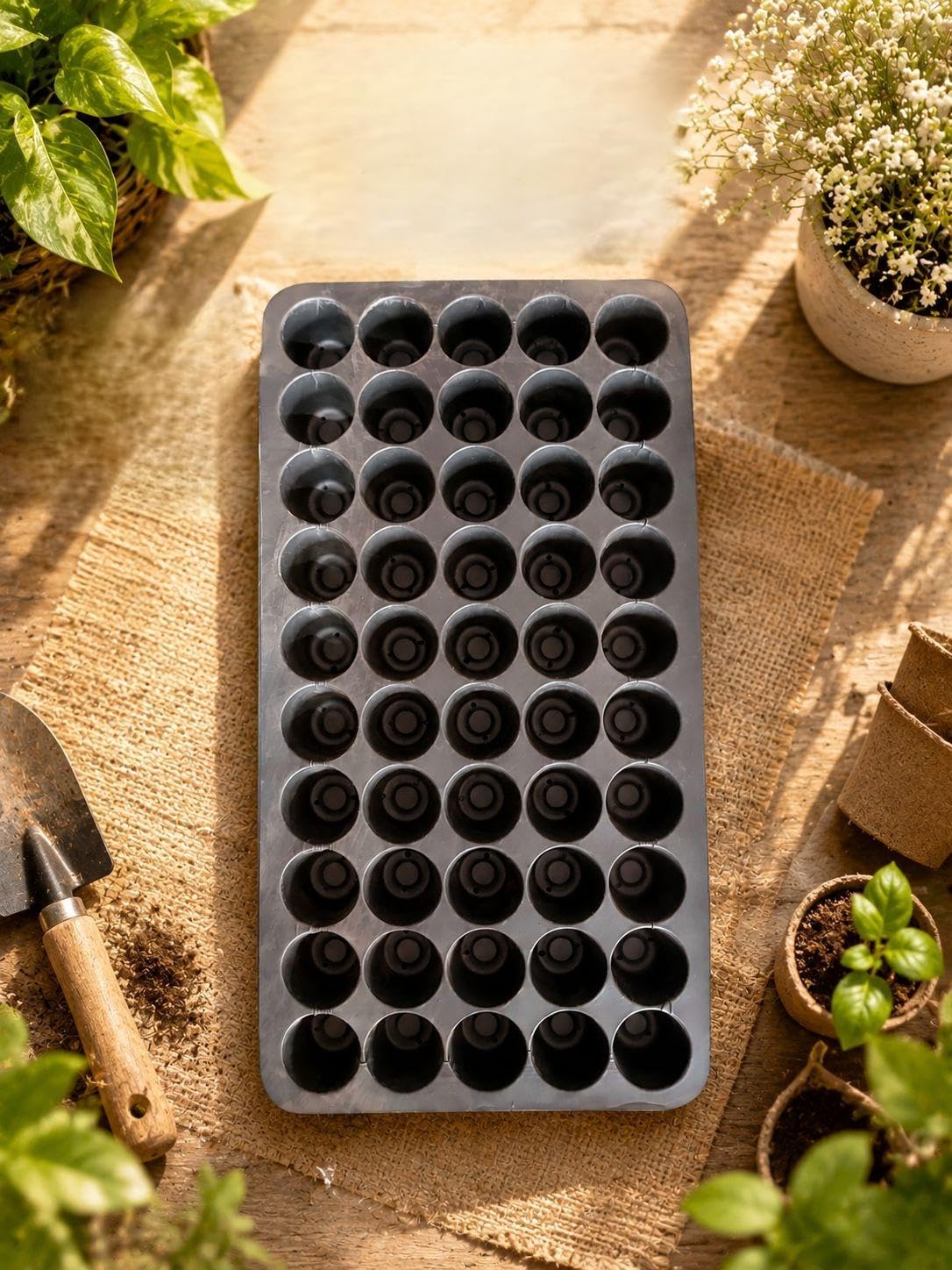 Seedling Tray, 50 Cavity, Pack of 5, Reusable Plastic Nursery Germination Tray for Seed Starting, Vegetables, Flowers and Hydroponics-image-31