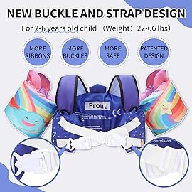 Coast Guard Approved UL Toddler Floaties for Age 2/3/4/5/6 Years OldDouble Crossed Strap Kids Swim Vest for 22-66 lbs Kids Swim Training Learning