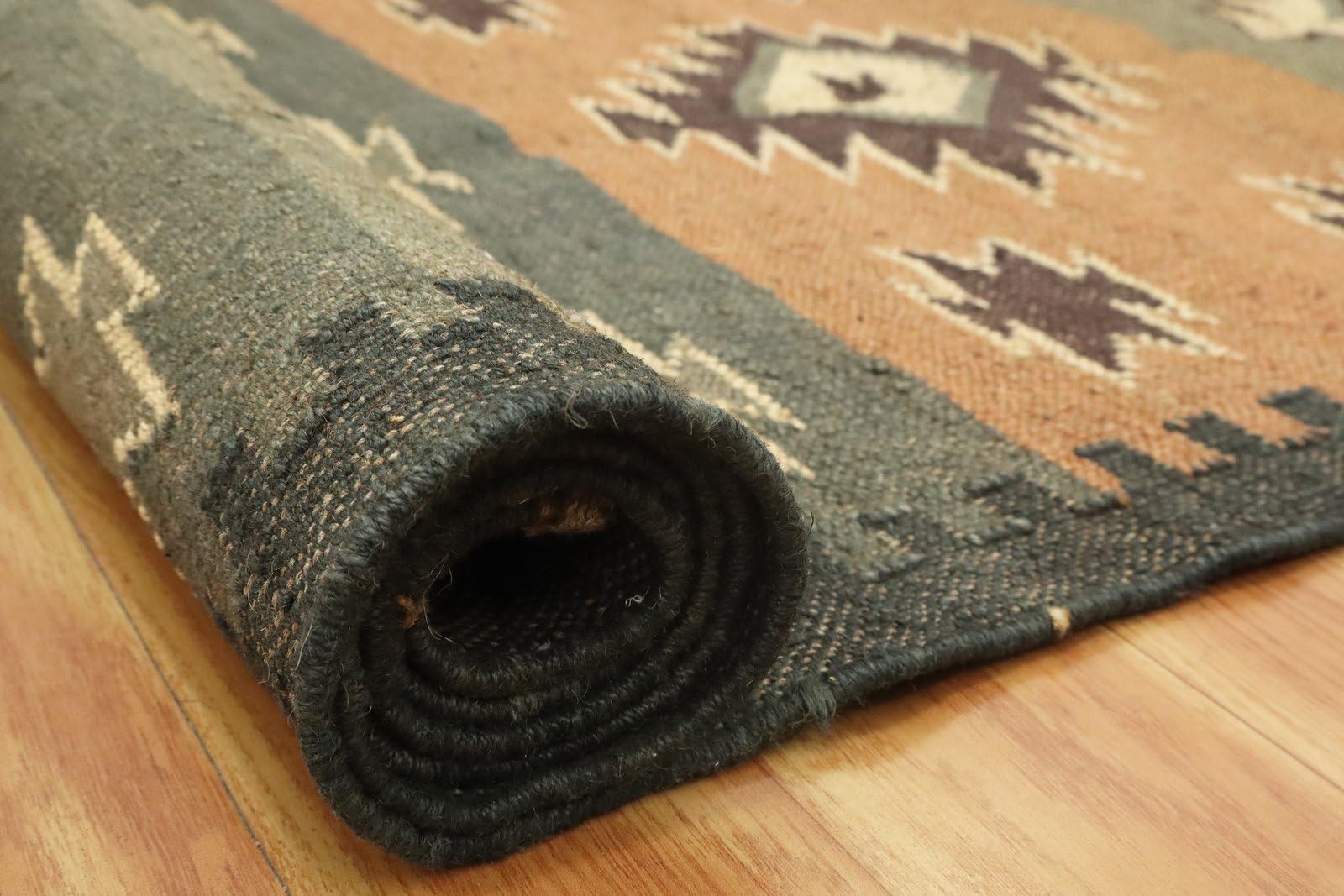Läufer – Teppich Kelim, wendbar, Wolle, Jute, Südwestern, handgewebt, für drinnen und draußen, Flachgewebe-Teppich für Zuhause und Foyer, Flur, Treppenläufer