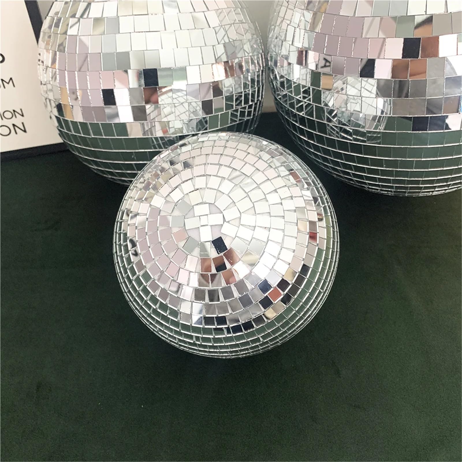 Dekoracja imprezowa lustrzanej kuli dyskotekowej, Szklana kula lustrzana Disco wisząca obrotowa 15-25cm(25cm)