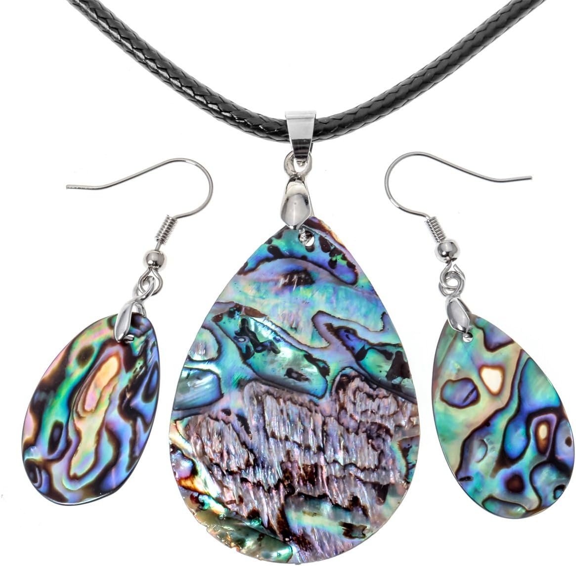 Women's Sea Abalone Shell Necklace Pendant Earrings