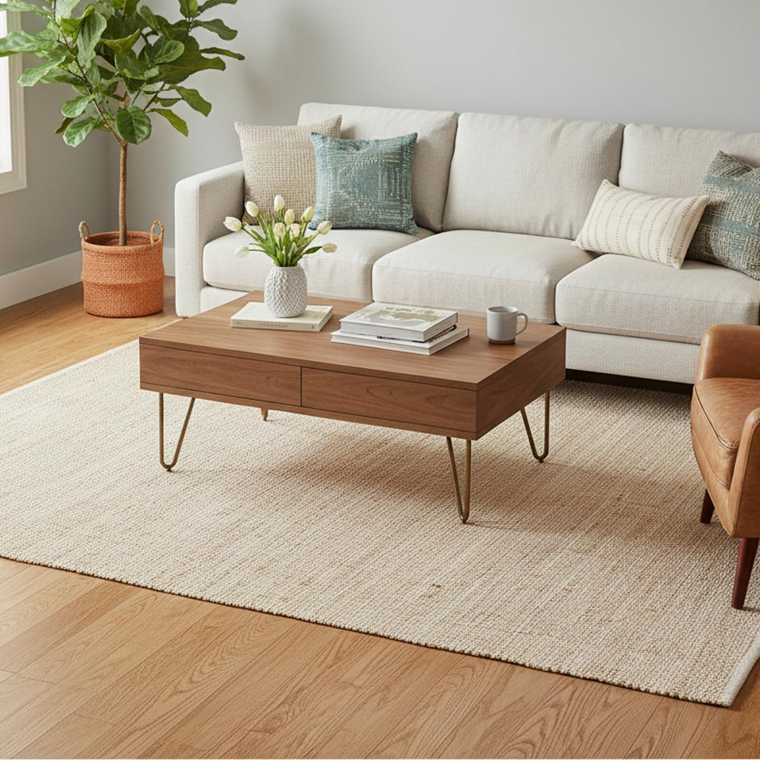 Alfombra rectangular de algodón de yute de 9 x 12 pies, grande, tejida a mano, para sala de estar, dormitorio, cocina, zona de alto tráfico, rústico, vintage, bohemio (blanco roto