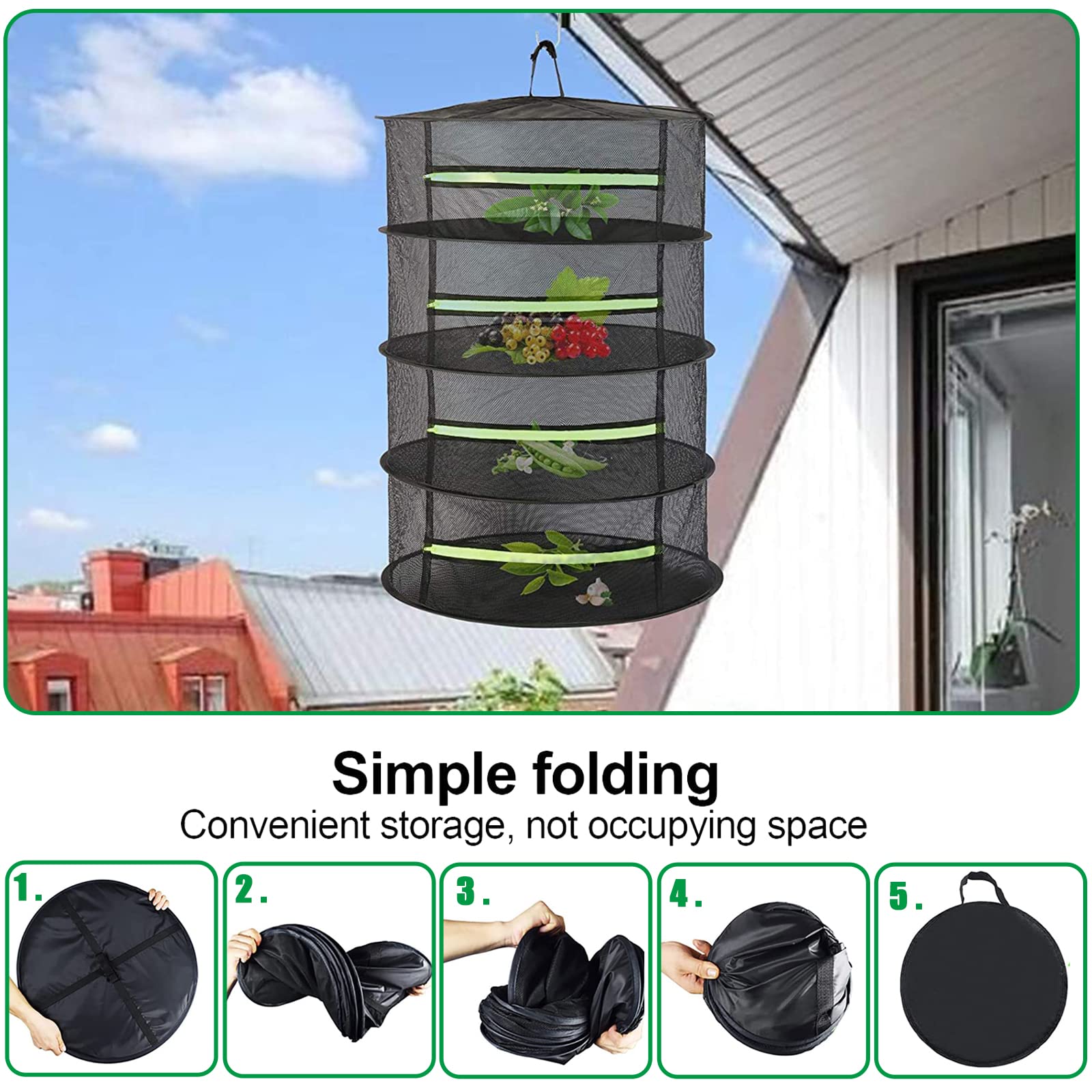 Rete Per Essiccare Erbe Con Cerniera - 4 Strati Pieghevole, Per Erbe, Fiori, Pesce