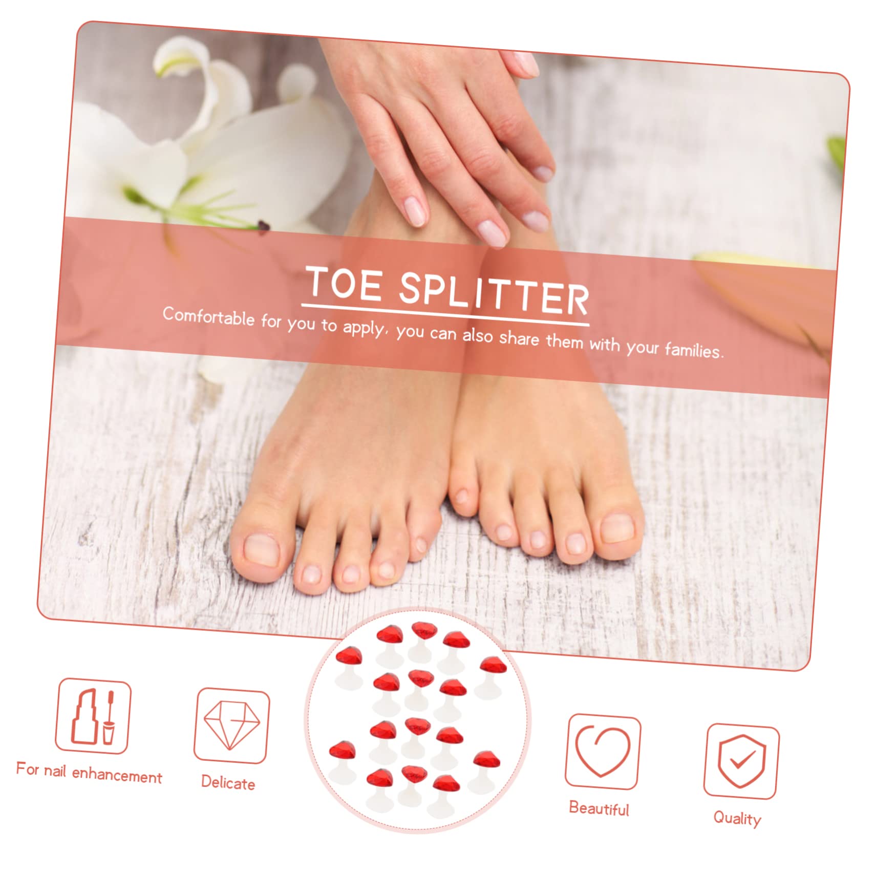 Ipetboom 16pcs Pedicure Toe Separators Crystal Silicone Toe Spacers for Women Manicure Nail Art Dividers