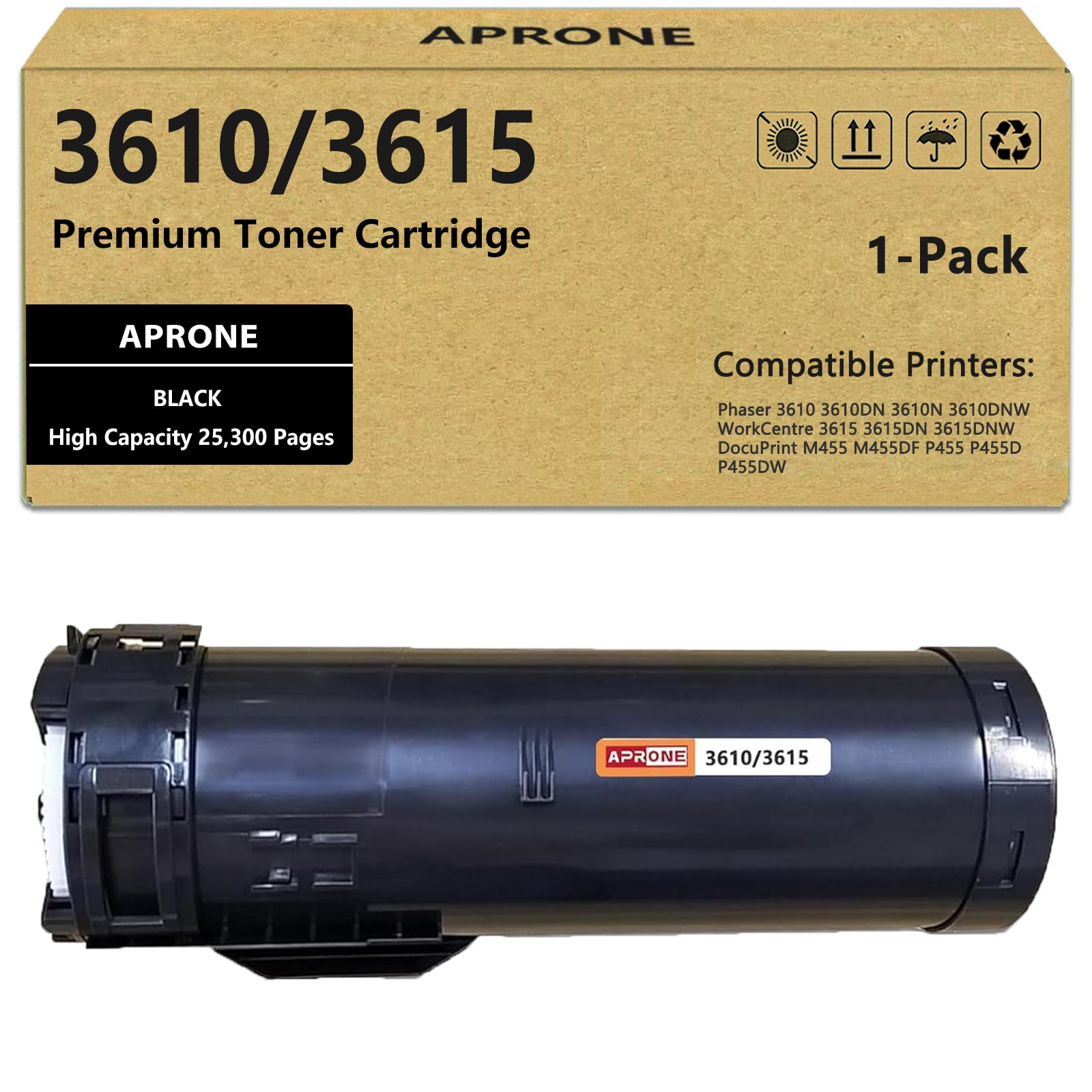 APRONE 3610 3615 Black Toner Cartridge 106R02731 Compatible for Phaser 3610 3610N 3610DN 3610DNW WorkCentre 3615 3615DN 3615DNW (25,300 Pages)