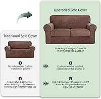 Vista 6 de CHUN YI Fundas de sofá de terciopelo de 3 piezas para sofá de 2 cojines, fundas resistentes al agua, antideslizantes, de alta elasticidad, protector