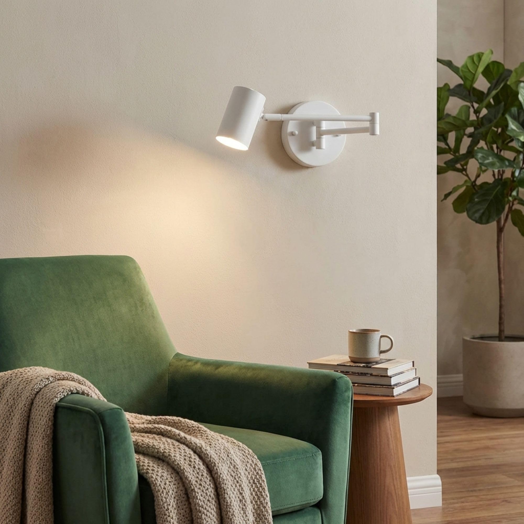 BARCELONA LED wandlamp met scharnierende arm, witte moderne en vintage