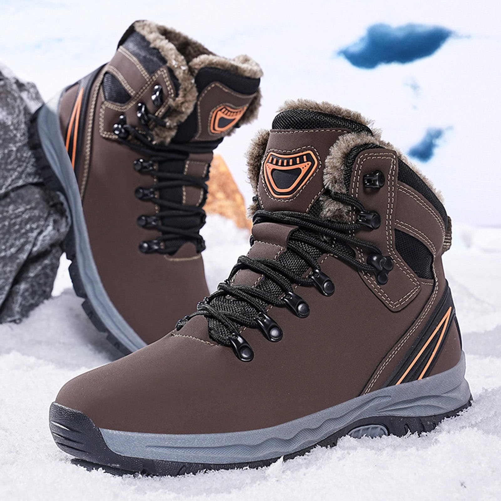 Generisch Paire de bottes d'hiver pour homme - Bottes de neige chaudes et épaisses - Chaussures de randonnée