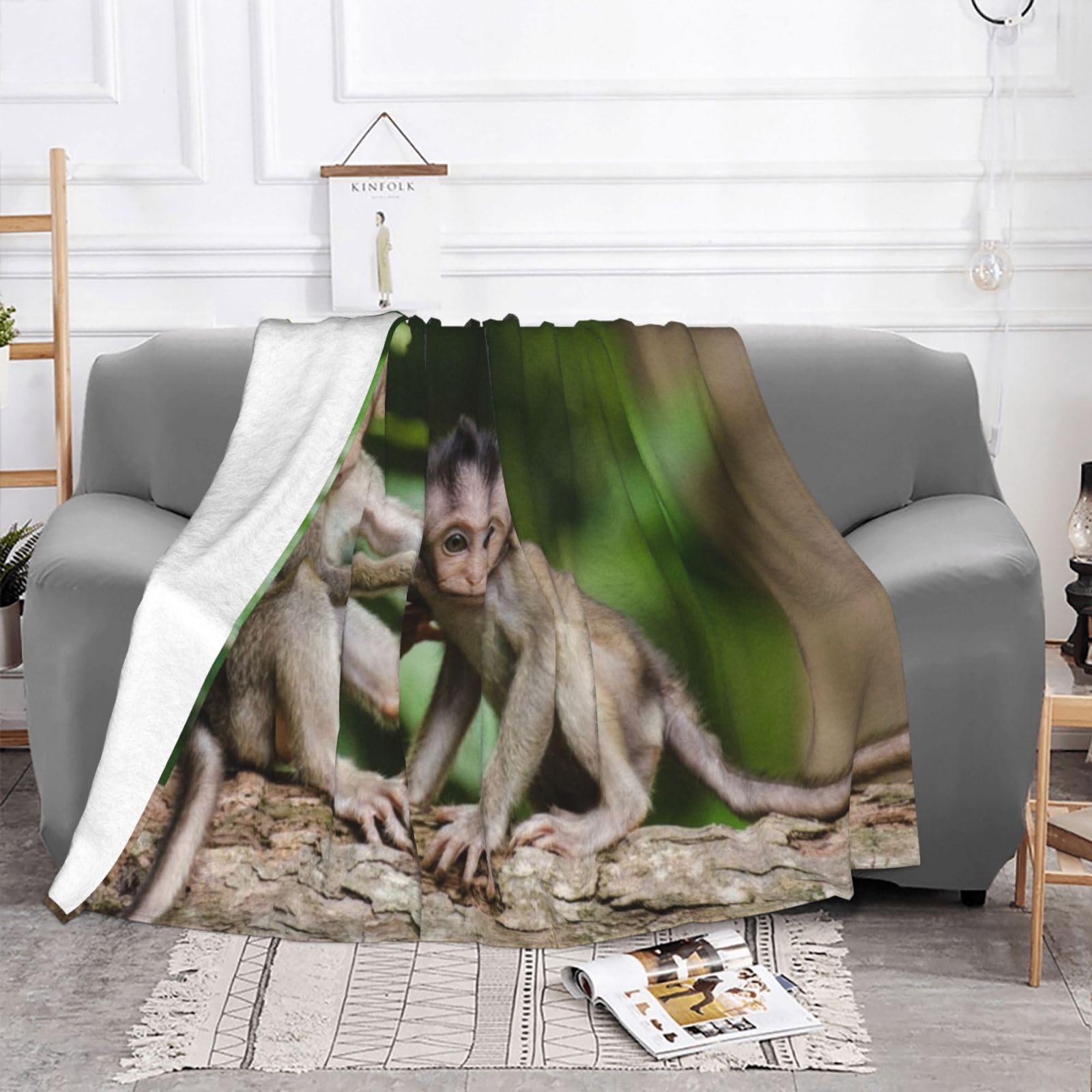 Affen-Überwurfdecke Aus Weichem Flanell-Fleece – 203x152 Cm (Gr. L), Leicht & Kuschelig Für Couch, Bett & Camping