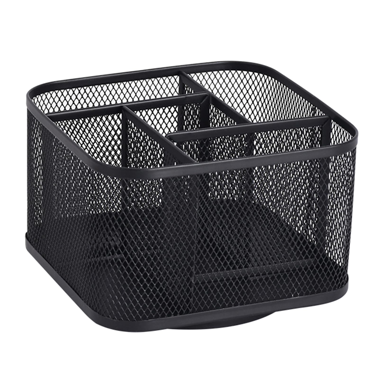 Shntig 360 Degree Swiveling Metal Desk Tray with 5 Sections Wire Rotating Tray for Supplies Cosmetics & Small Objects Multifunctional Desktop Storage