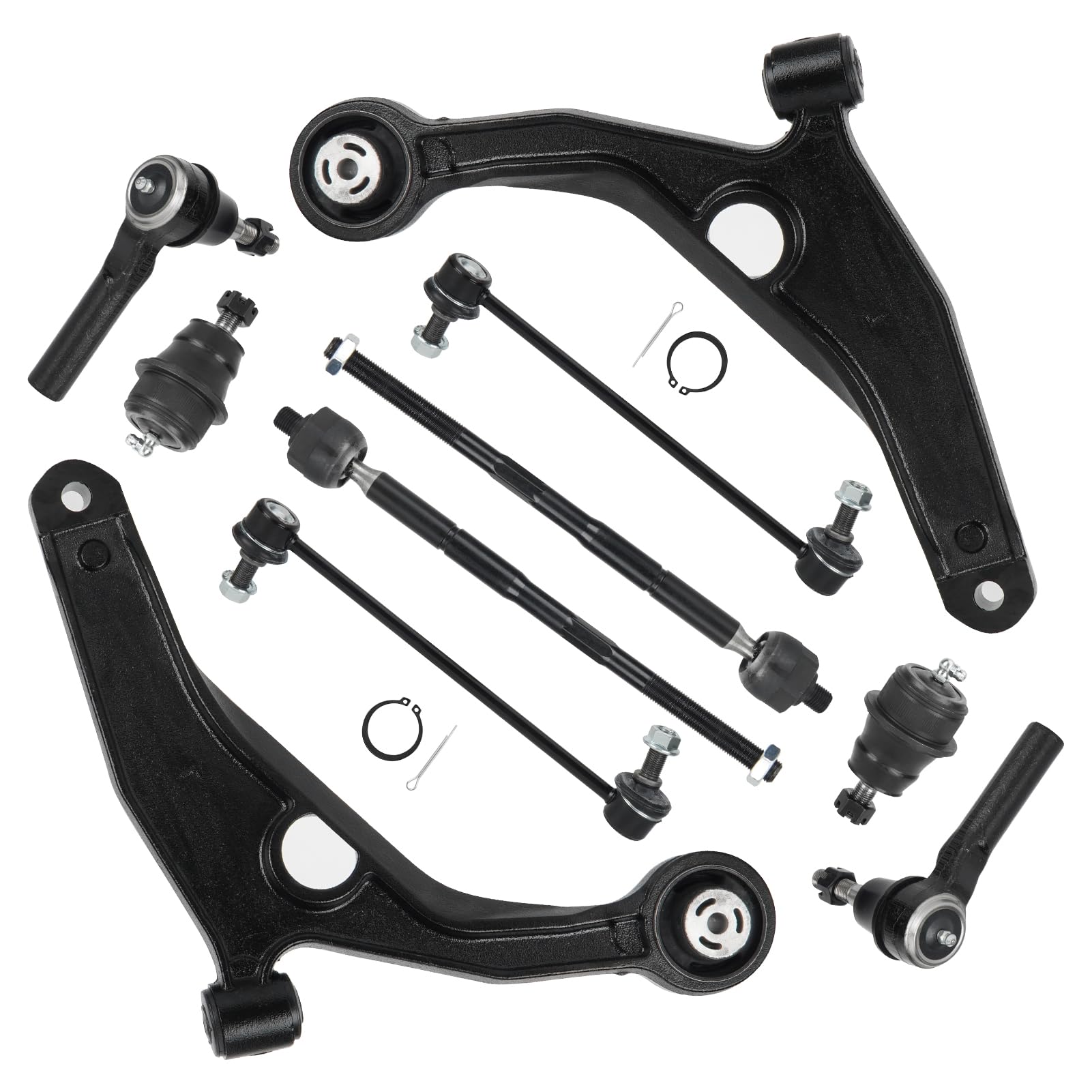 Photo 1 of 10pc Front Lower Control Arms Suspension Kit Fit for Dodge for Journey 2009-2015 w/Ball Joint Stabilizer Sway Bar End Link Tie Rod K641333 K641334 K750382 ES800408 EV800611 K500120