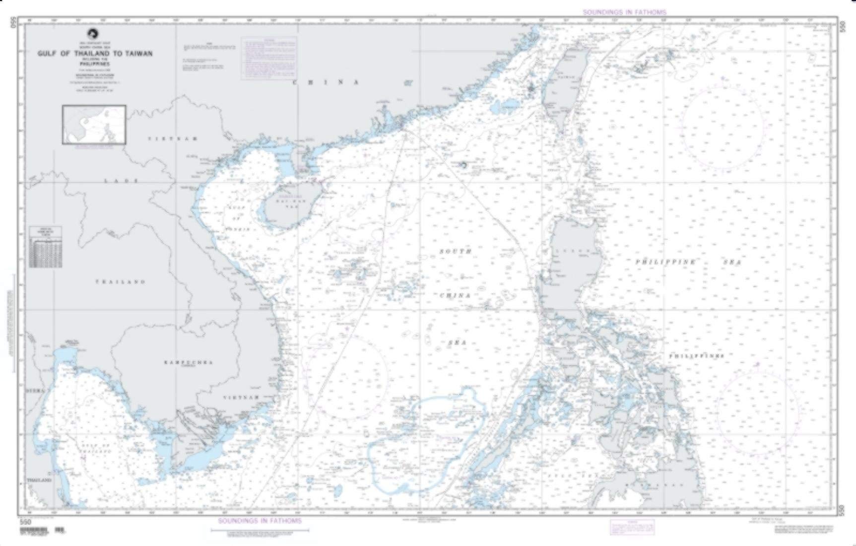 NGA Chart 550-Gulf of Thailand to Taiwan Including The Philippines