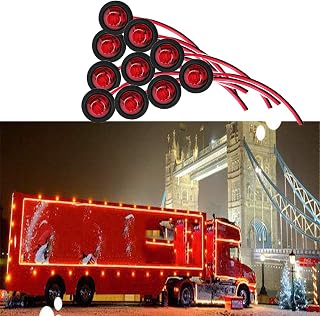 10pcs 3/4'' Round LED Marker Clearance Lights, 12V Waterproof Trailer Side Marker Front Rear Indicator Bullet Tail Light for Truck Car Bus Trailer Van Caravan Boat Taillight Brake Stop Lamp. (Red)