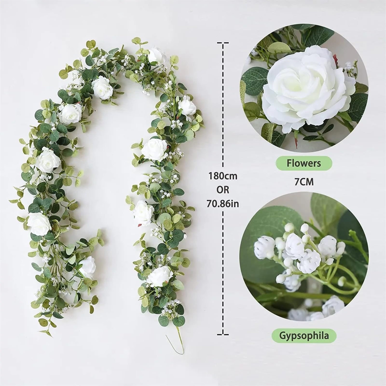 Künstliche Blumenranken Künstliche Blumen, Seidenrosen, Gypsophila-Girlande, gefälschte Ranken, Hängepflanzen for Hochzeit, Zuhause, Party, Basteldekoration Zur Dekoration(Style 04 zangzangse)