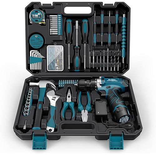 Sundpey Tool Kit 206PCs with Drill - 12V Cordless Power Drill Combo Home Tool Set - Portable Basic General Household Toolbox for Men Women for Garden Office House Repair (Screwdriver Set & Pliers Set)