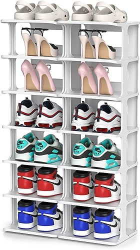 ZOINLIY Organizador de zapatos apilable para armario, zapatero pequeño para entrada, dormitorio, dormitorio, estante de zapatos independiente, cubo