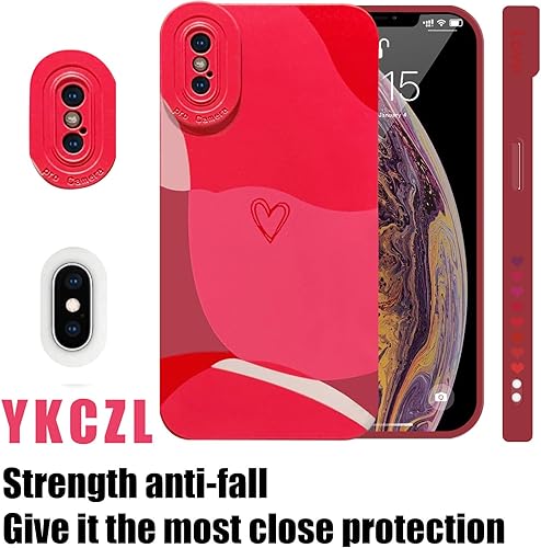 Miniatura 2 de YKCZL Funda compatible con iPhone Xs Max de 6.5 pulgadas, bonito patrón de corazón pintado con lente de cámara completa, delgada, suave, a prueba de