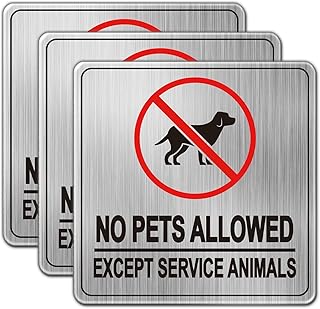 No Pets Allowed Sign for Business, No Dogs Allowed Sign, 3 Pack 6x6" Brushed Silver Vinyl Decal for Business Doors, Offices & Restaurants No Dogs Indoor Sticker with Strong Adhesive, Waterproof Soslina