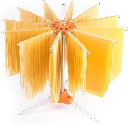 Miniatura 9 de PASTALINDA Estante de secado de pasta, secadora de pasta, 12 brazos de policarbonato de 7.9in de largo, acero inoxidable, 15.7in. de altura, verde