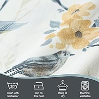 Vista 163 de VOGOL Cenefas con patrón de pájaros para ventanas de cocina, cenefa texturizada de lino con estampado floral y pájaros para ventanas pequeñas
