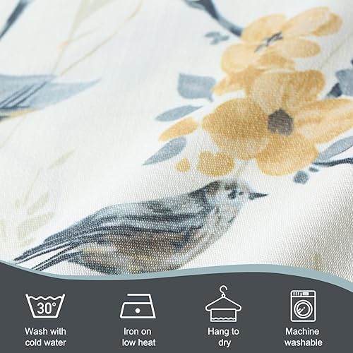 Miniatura 163 de VOGOL Cenefas con patrón de pájaros para ventanas de cocina, cenefa texturizada de lino con estampado floral y pájaros para ventanas pequeñas