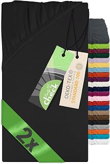 2er-Pack Spannbettlaken, 75 x 100 cm, Schwarz