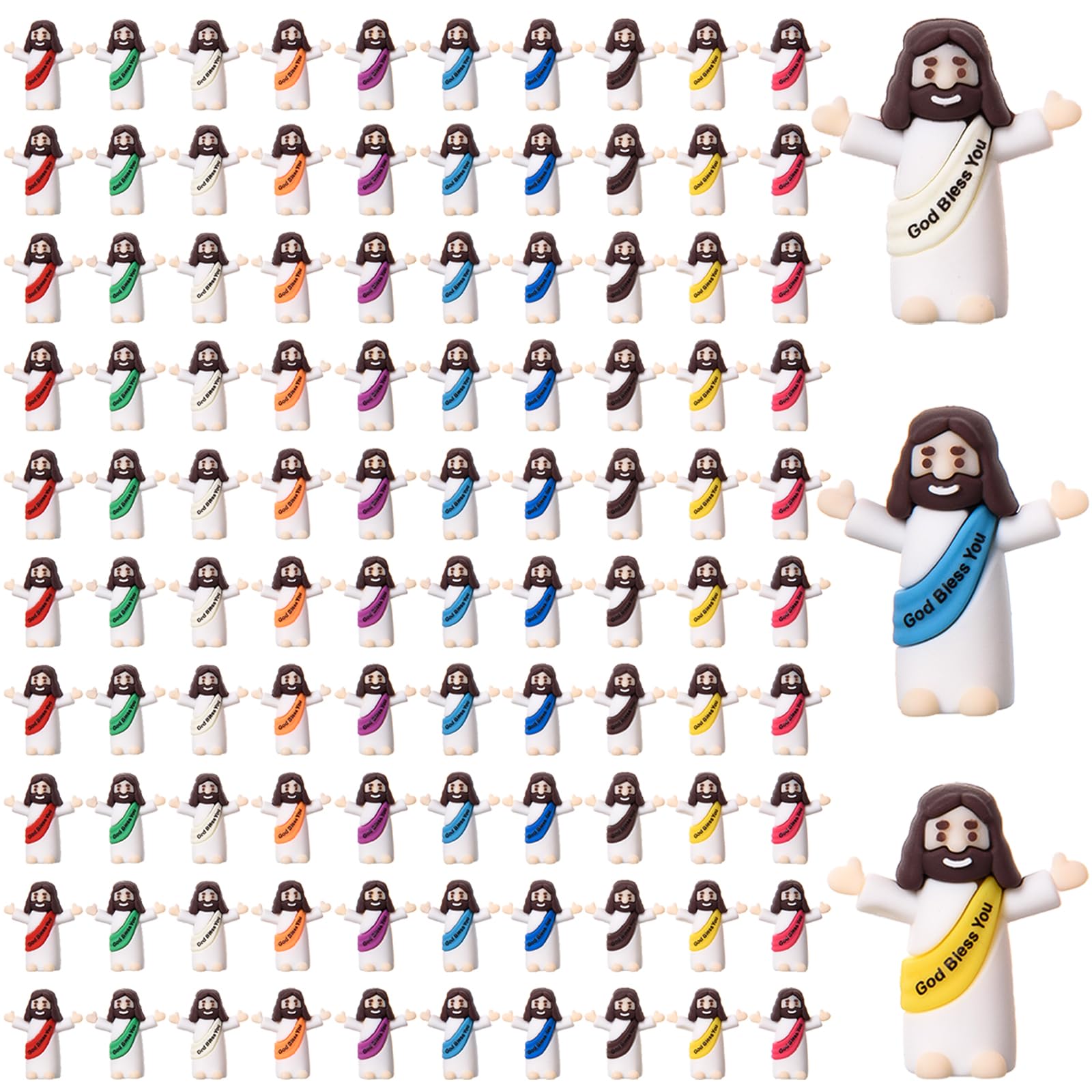 Archcrtc Multicolor Mini Jesus Figures God Bless You Jesus Doll Little Jesus Figurine To Hide And Seek Classic Religious Gifts Christ Savior Jesus For Sunday Easter Egg Stuffers Gift (100, )